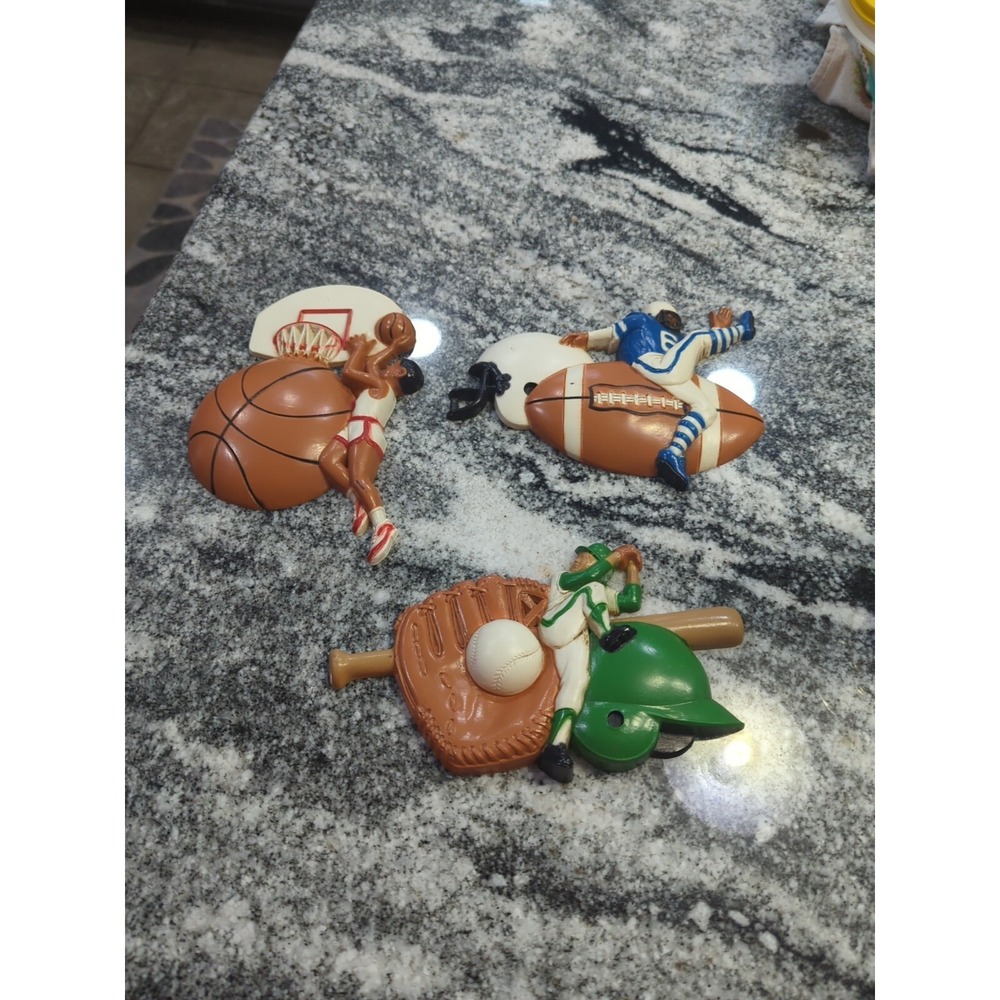 Vintage Burwood Set of 3 Sports Wall Plaques - Resin/Hard Plastic
